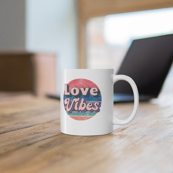 Love Vibes Retro Valentine's Day Mug, Gift, Love - Picture 4 of 4
